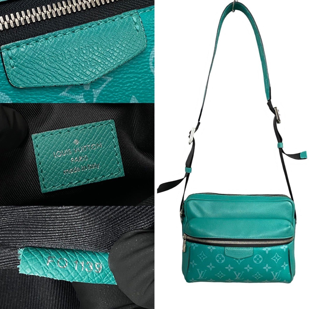 LOUIS VUITTON Shoulder Bag leather green Taigalama outdoor messenger | AlmaBagz - Image 3