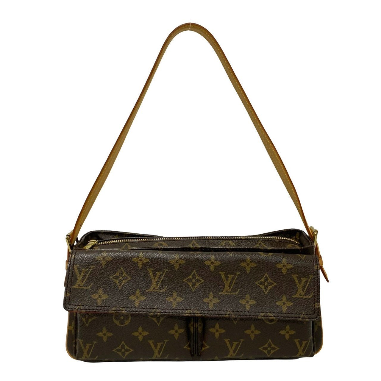 LOUIS VUITTON Shoulder Bag leather Brown Monogram Vivacite MM | AlmaBagz