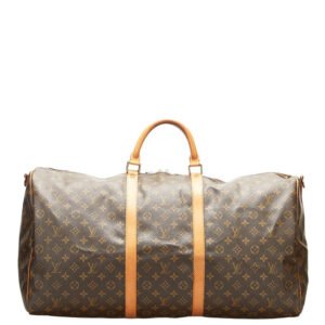 Louis Vuitton Brown Canvas Keepall Bandouli√®re 60 travel bag | AlmaBagz