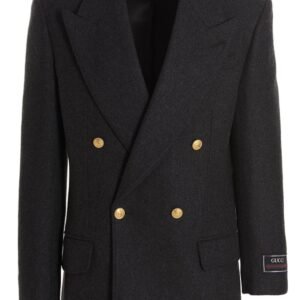 Gucci Men Cashmere Wool Double Breast Blazer Jacket | AlmaBagz