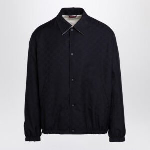 Gucci Reversible Navy Blue Jacket In Gg Fabric Men | AlmaBagz