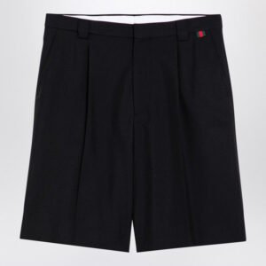 Gucci Black Wool-Blend Bermuda Shorts With Web Detail Men | AlmaBagz