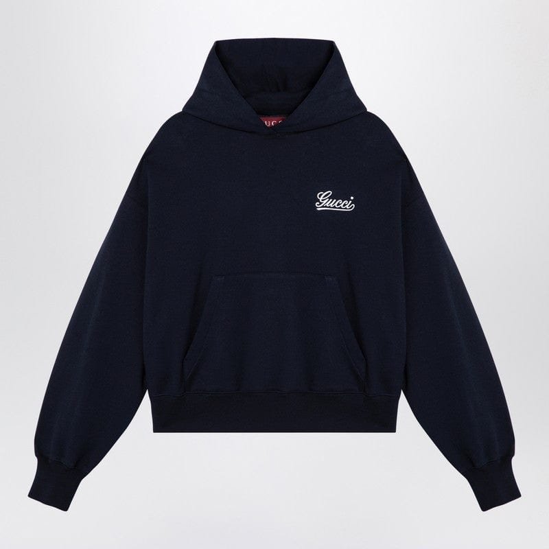 Gucci Blue Hoodie With Logo Women | AlmaBagz