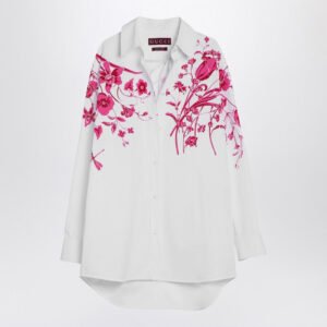 Gucci White Shirt With Fuchsia Print Women | AlmaBagz