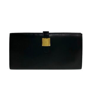 HERMES Long Wallet Purse Box scarf black Saumur Diane | AlmaBagz