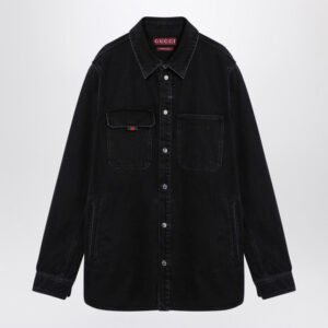 Gucci Dark Grey Denim Shirt Men | AlmaBagz