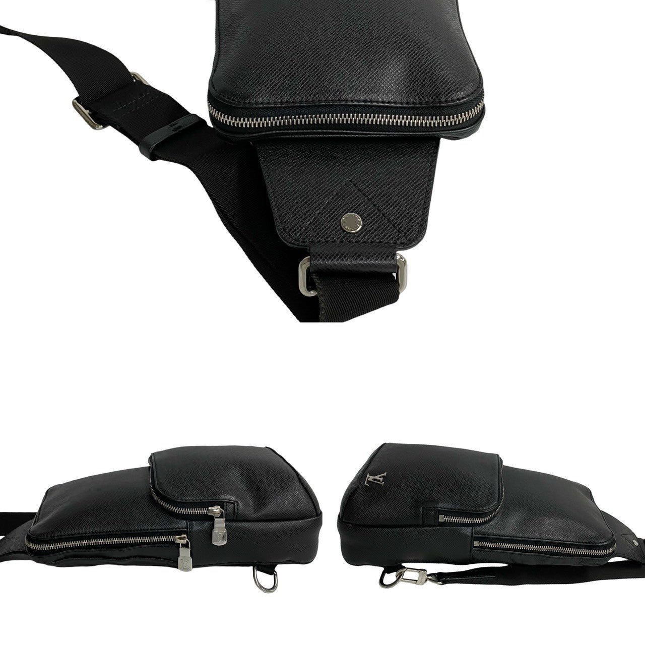 LOUIS VUITTON Shoulder Bag leather black Taiga Avenue Sling | AlmaBagz - Image 5