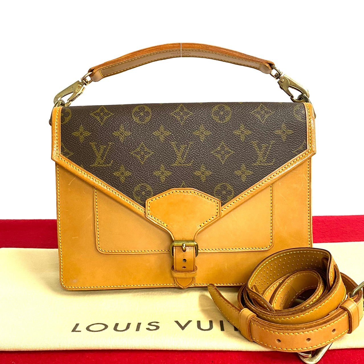 LOUIS VUITTON Shoulder Bag leather Brown Monogram Sac Biface | AlmaBagz - Image 10