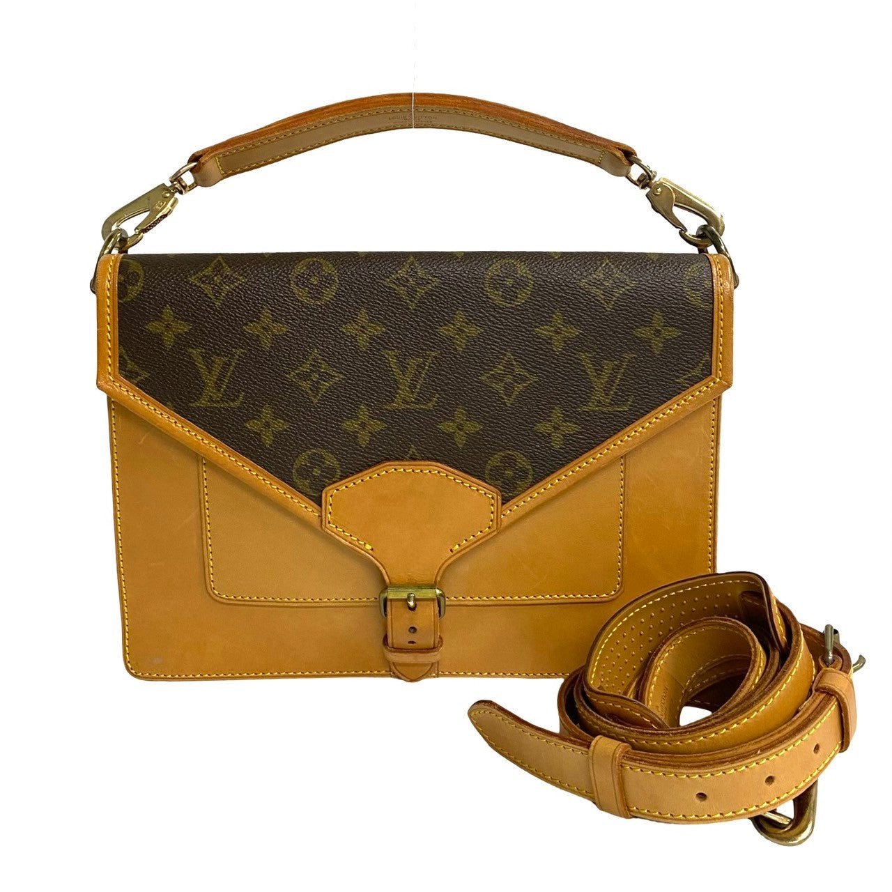 LOUIS VUITTON Shoulder Bag leather Brown Monogram Sac Biface | AlmaBagz