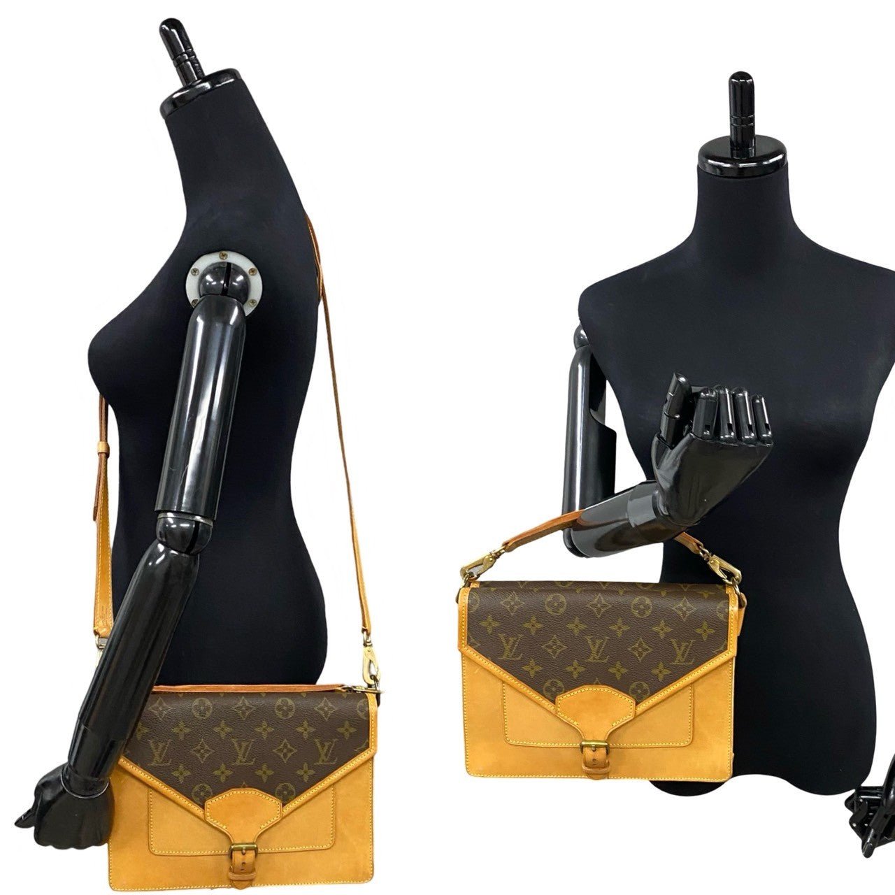 LOUIS VUITTON Shoulder Bag leather Brown Monogram Sac Biface | AlmaBagz - Image 2