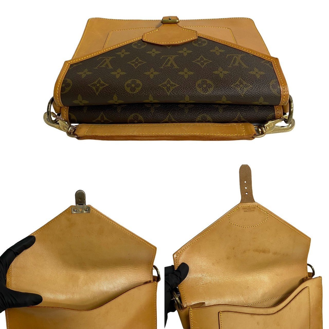 LOUIS VUITTON Shoulder Bag leather Brown Monogram Sac Biface | AlmaBagz - Image 8