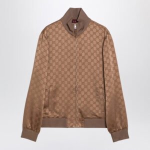 Gucci Camel-Coloured Gg Viscose Jacquard Bomber Jacket Women | AlmaBagz