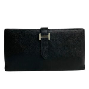 HERMES Tri-fold wallet Epsom black Bearn Dupri | AlmaBagz