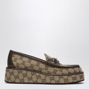 Gucci Loafer With Platform And Horsebit In Original Gg Fabric Women | AlmaBagz