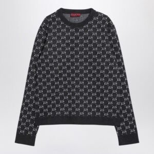Gucci Grey Jacquard Jumper With Gg Shadow Men | AlmaBagz