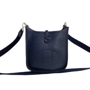 HERMES Shoulder Bag Taurillon Clemence blue Evelyn TPM | AlmaBagz
