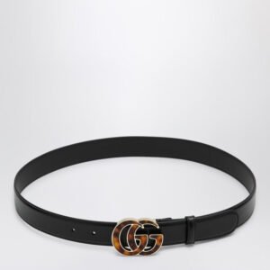 Gucci Black Belt With Tortoiseshell Gg Women | AlmaBagz