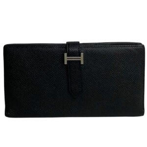 HERMES Long Wallet Purse Epsom black Beansufla | AlmaBagz