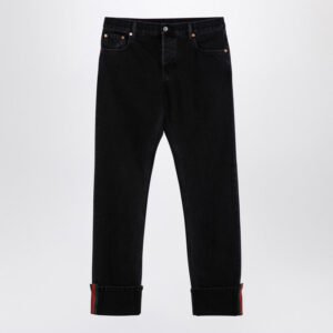 Gucci Grey Denim Jeans With Web Detail Men | AlmaBagz