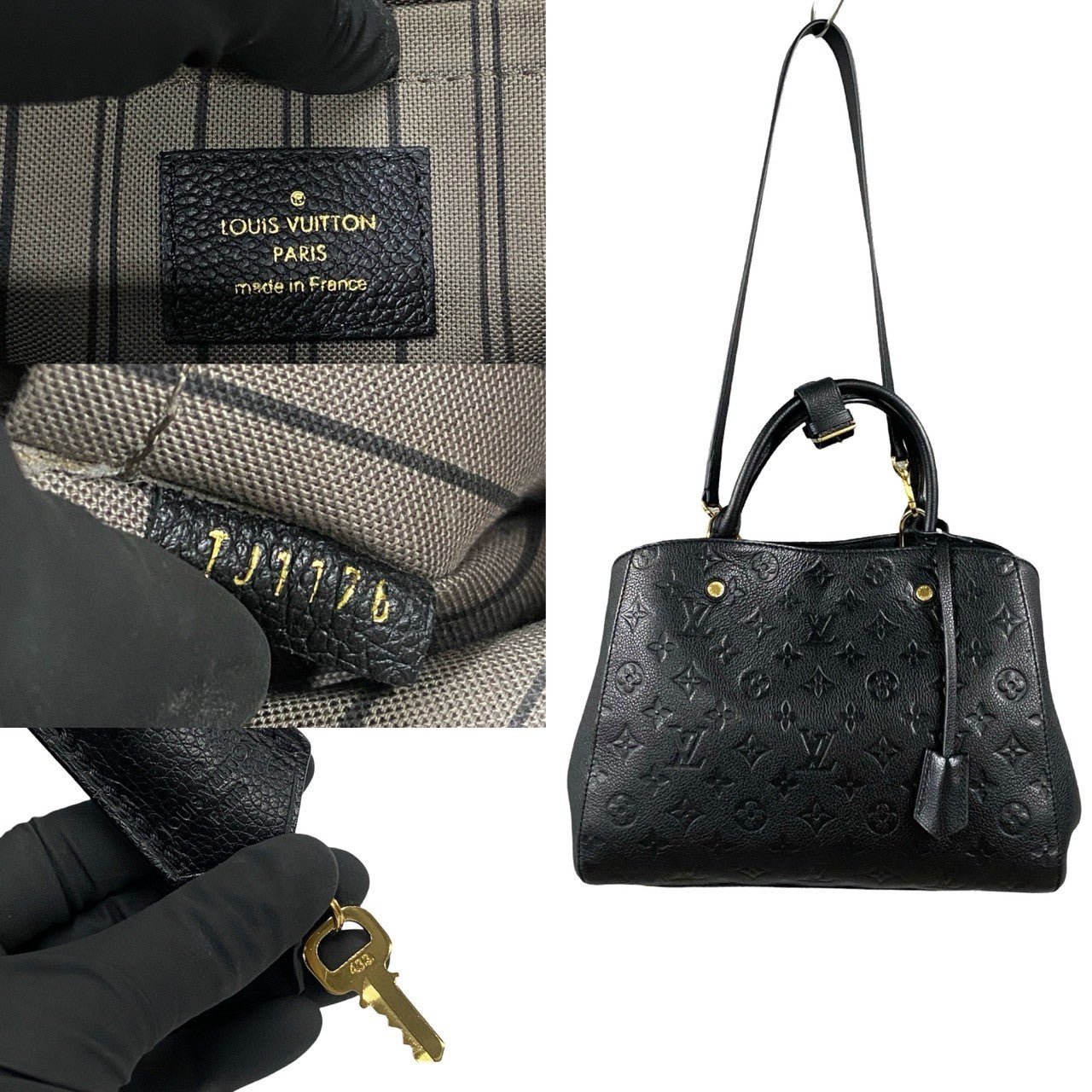 LOUIS VUITTON Shoulder Bag leather black Monogram Unplant Montaigne MM | AlmaBagz - Image 3