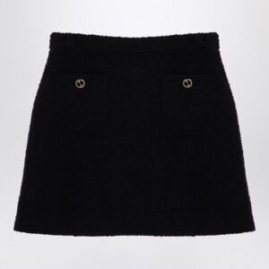 Gucci Black Bouclé Wool Mini Skirt Women | AlmaBagz