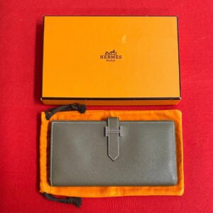 HERMES Long Wallet Purse Epsom gray Beansufla | AlmaBagz