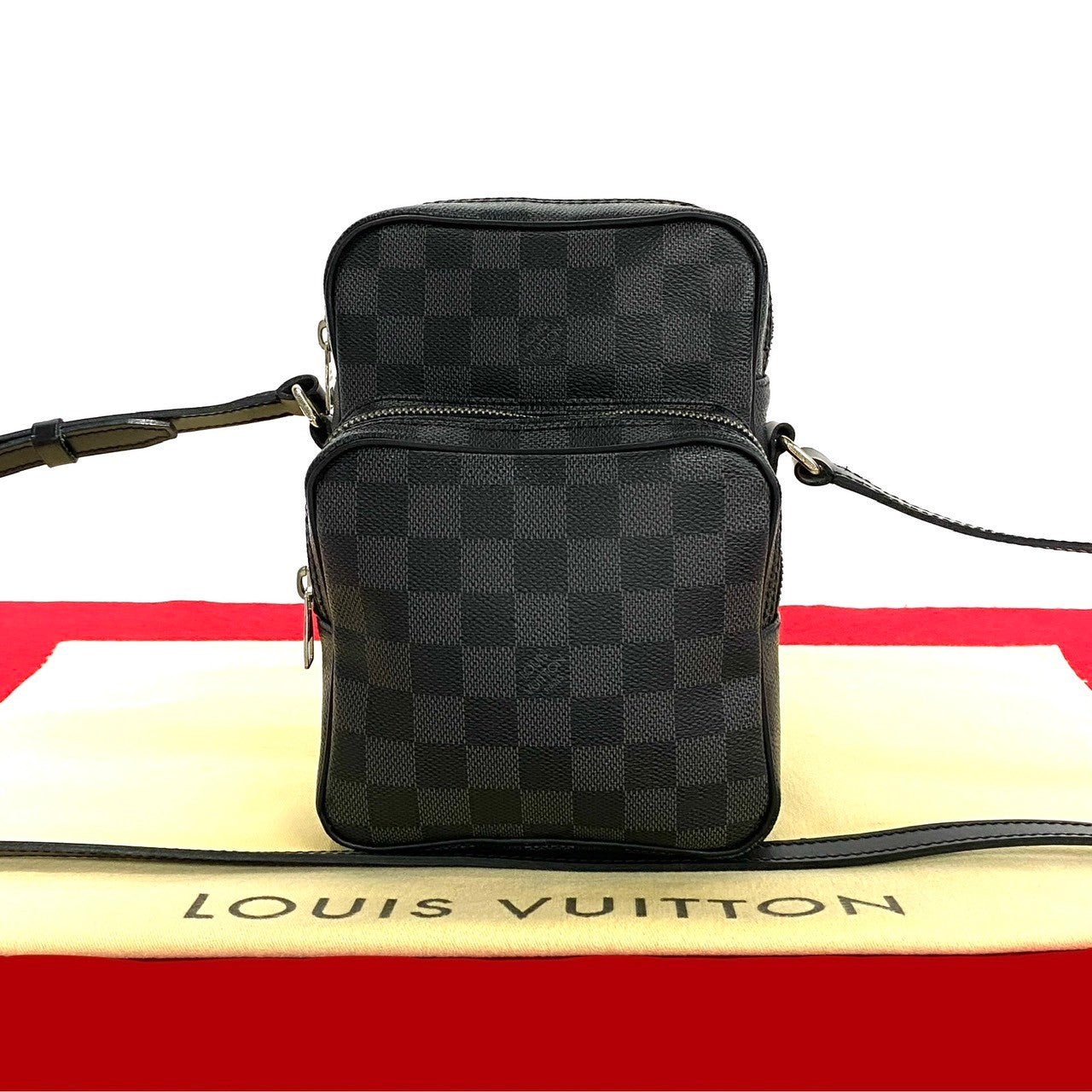 LOUIS VUITTON Shoulder Bag leather black Damier Graft Rem | AlmaBagz - Image 9
