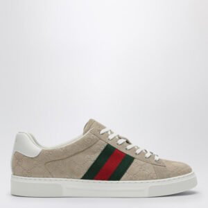 Gucci Beige Suede Ace Low Sneaker Men | AlmaBagz