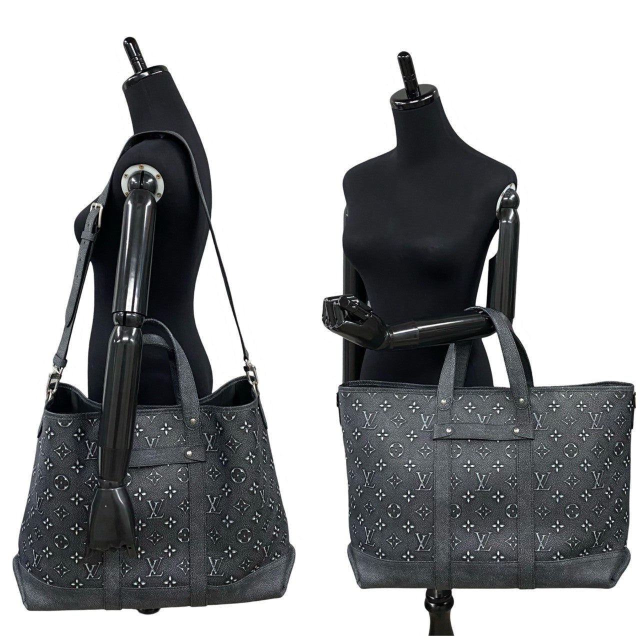 LOUIS VUITTON Shoulder Bag leather gray Monogram trolley tote mens Used | AlmaBagz - Image 2