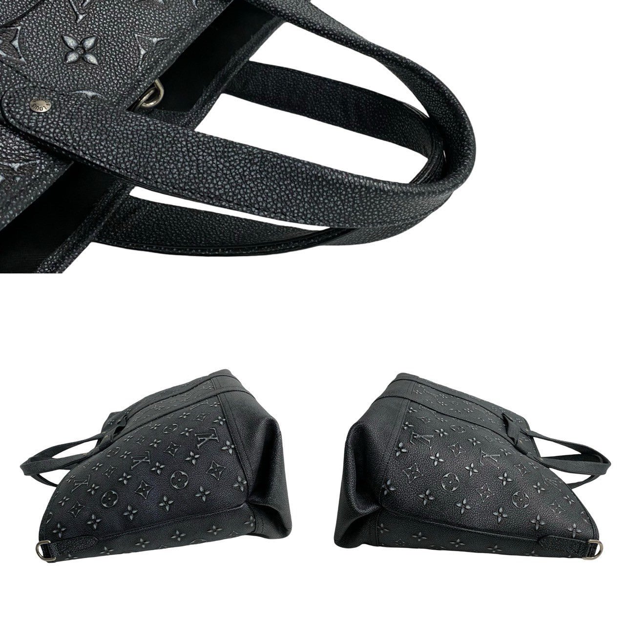 LOUIS VUITTON Shoulder Bag leather gray Monogram trolley tote mens Used | AlmaBagz - Image 5