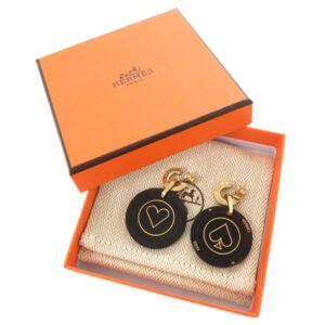 HERMES Pierce Buffalo horn Black type Fait vo jeux heart spade Women Used | AlmaBagz