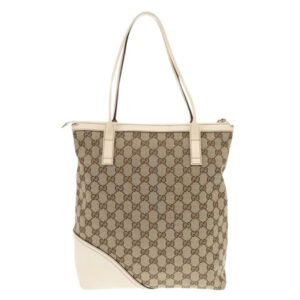 GUCCI Tote Bag GG canvas, leather beige Women Used | AlmaBagz