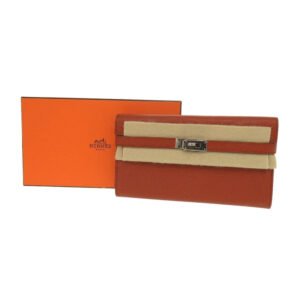 HERMES Long Wallet Purse Epsom Brick Kelly wallet Women Used | AlmaBagz