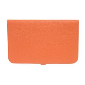 HERMES Long Wallet Purse Togo Orange Dogon Duo GM Women Used | AlmaBagz
