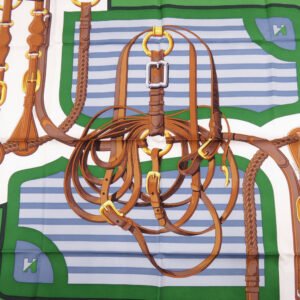 HERMES scarf H001635S 26 silk Red Carre90 Coaching | AlmaBagz