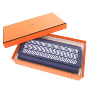 HERMES Long Wallet Purse Epsom Blue brighton Passan Long Sangle Caval Women Used | AlmaBagz