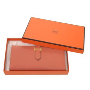 HERMES Long Wallet Purse Taurillon Clemence Rose tea Beansufla Women Used | AlmaBagz