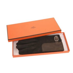HERMES gloves lambskin Dark brown 7 1/2 | AlmaBagz