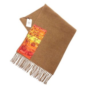 HERMES Scarf cashmere Brown Women Used | AlmaBagz