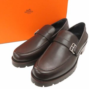 HERMES Leather shoes leather Dark brown 42.5 | AlmaBagz