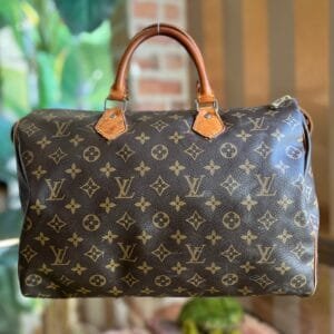 LOUIS VUITTON Speedy 35 Brown Monogram Canvas Satchel Bag | AlmaBagz