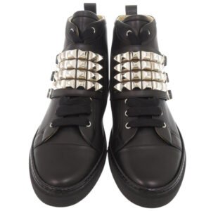 HERMES sneakers leather black Lenox Collier de Sian Studs 40 1/2 | AlmaBagz