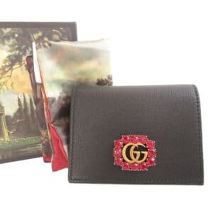 GUCCI Bifold Wallet 499783 leather black GG Marmont | AlmaBagz