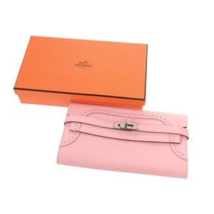 HERMES Long Wallet Purse Swift Rose cherry Kelly Wallet Gillies | AlmaBagz
