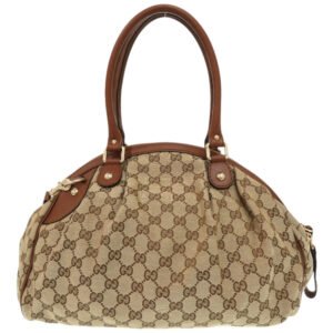 GUCCI Shoulder Bag 223974 GG canvas, leather beige Sukey | AlmaBagz