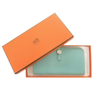 HERMES Long Wallet Purse Togo Blue Atoll Dogon Long | AlmaBagz