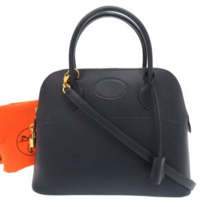 HERMES Handbag Courchevel Navy Bored 31 | AlmaBagz