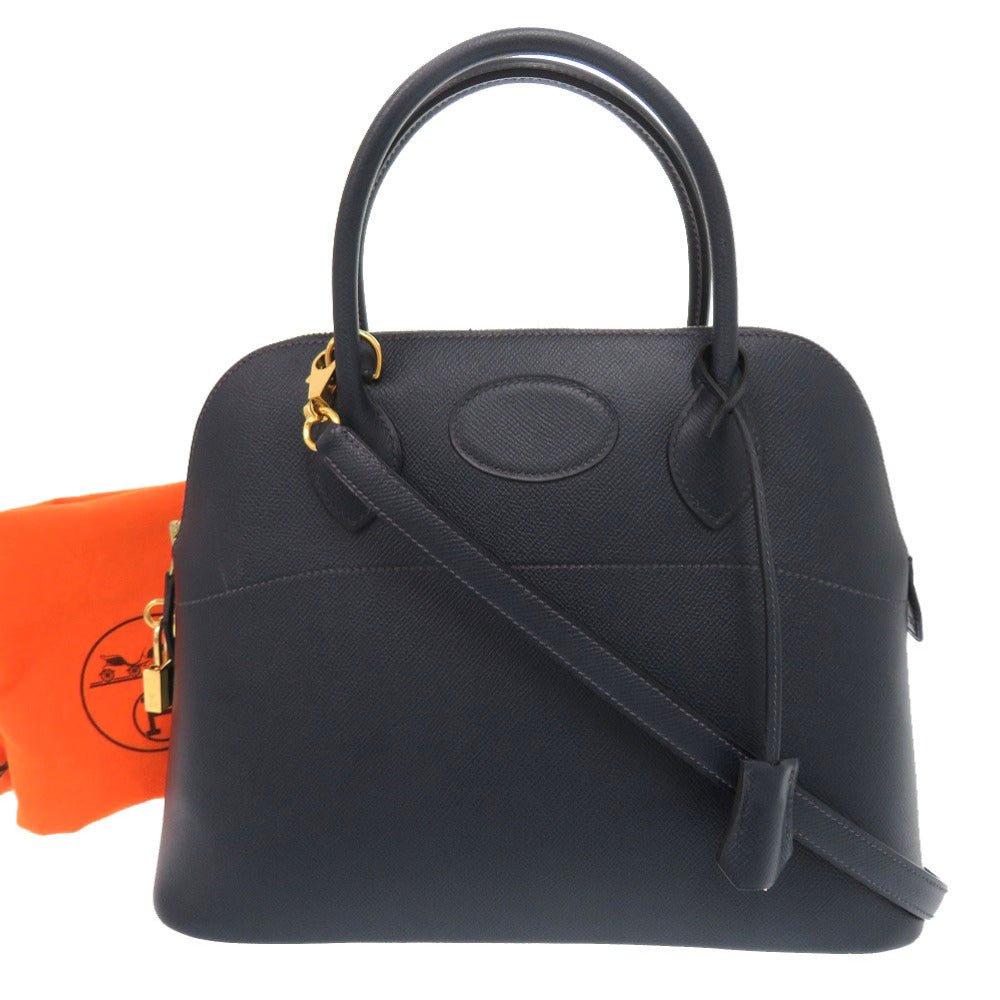 HERMES Handbag Courchevel Navy Bored 31 | AlmaBagz