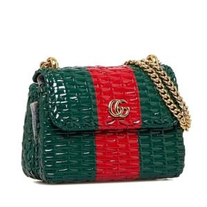 Gucci GG Marmont Wicker Green Rattan Gold | AlmaBagz