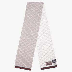 Gucci Womens GG Scarf Grey / White 23x180cm | AlmaBagz